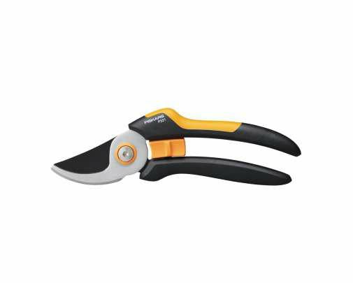 Fiskars Tijeras de jardín Bypass M, Solid, P321, Para ramas frescas y ramitas, Recubrimiento antiadherente, Cuchillas de acero inoxidable, Longitud: 20,1 cm, Negro/Naranja, 1057162