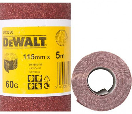 Dewalt DT3580-QZ - Lija rollo de 115 mm k60, 5 m,