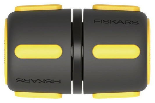 Fiskars Reparador de mangueras, Ø 9 mm (3/8"), Con puntos de contacto SoftGrip y sistema de codificación por colores, Tamaño universal, 20 g, Negro/Amarillo, 1027063