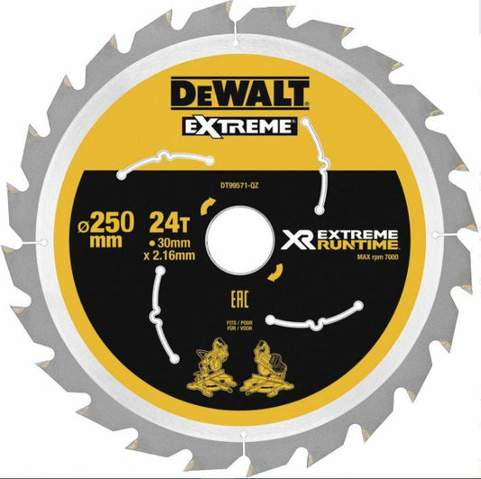 DeWalt XR Extreme Runtime circular hoja estático, 1 pieza, 250/30 mm 60 WZ/FZ, dt99573 de QZ