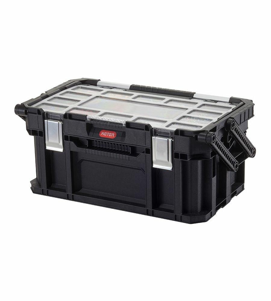 Keter 233848 Connect Canti Tool, Caja de herramientas, Color negro y rojo, 56.5 x 31.7 x 25.1 cm