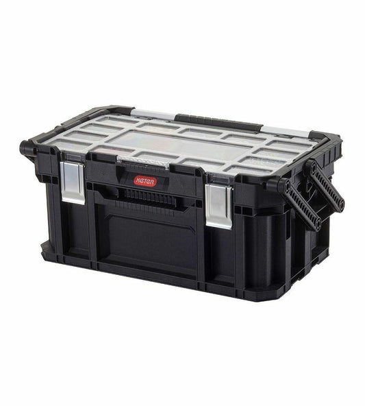 Keter 233848 Connect Canti Tool, Caja de herramientas, Color negro y rojo, 56.5 x 31.7 x 25.1 cm