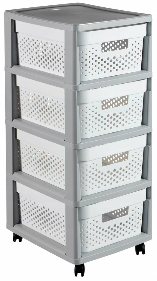 Curver Infinity - Estanteria modular 4 x 10 L, cajas caladas