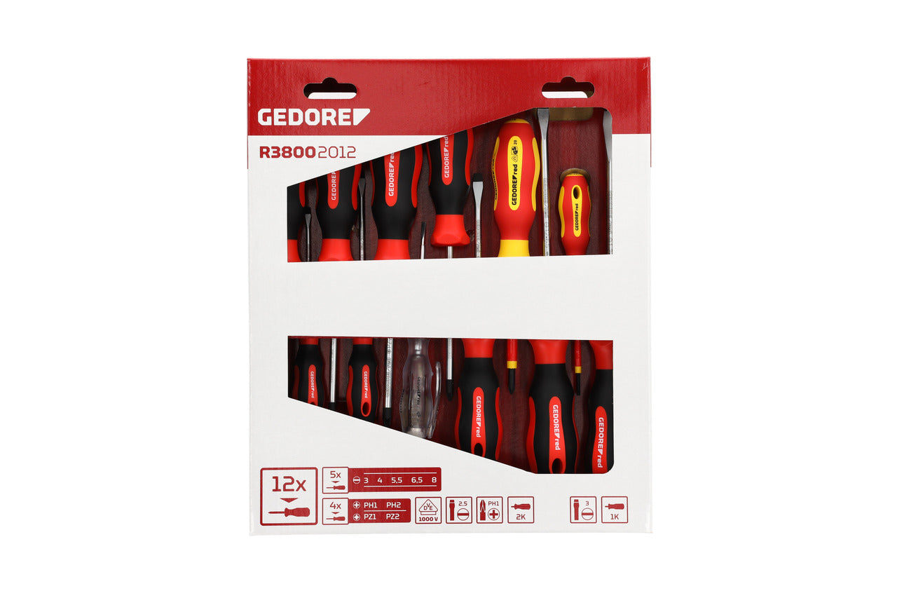GEDORE red R38002012 - Set of 12 Flat+PH+PZ screwdrivers (3301273)