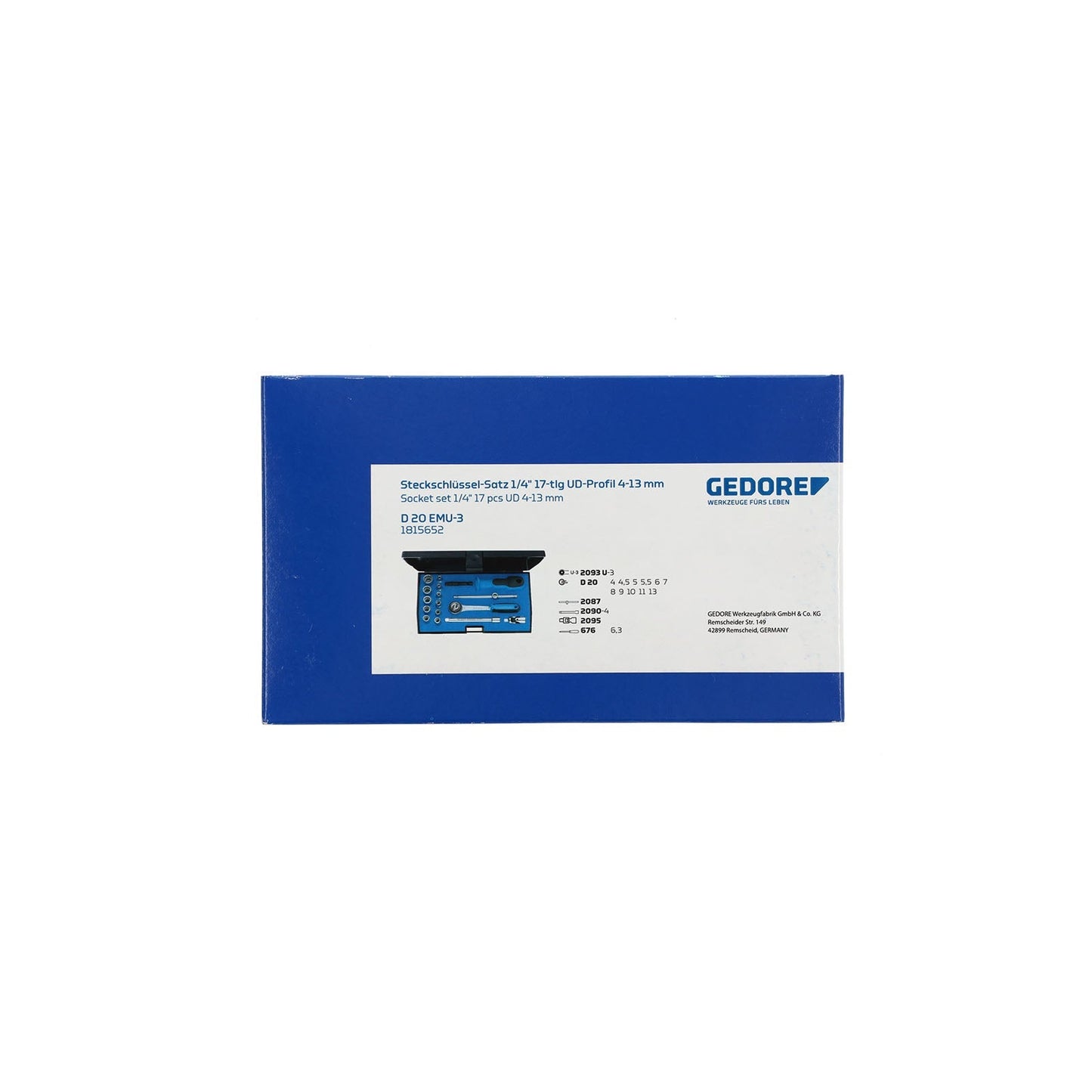 GEDORE D 20 EMU-3 - 1/4" Unit Drive Socket Set, 17 pieces