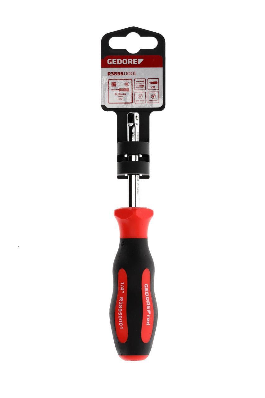 Poignée à insert carré GEDORE rouge R38950001 - 1/4", L=61 mm, deux composants