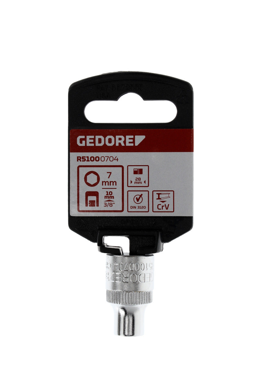 GEDORE rouge R51000704 - Douille 3/8", hexagonale, 7 mm L=28 mm