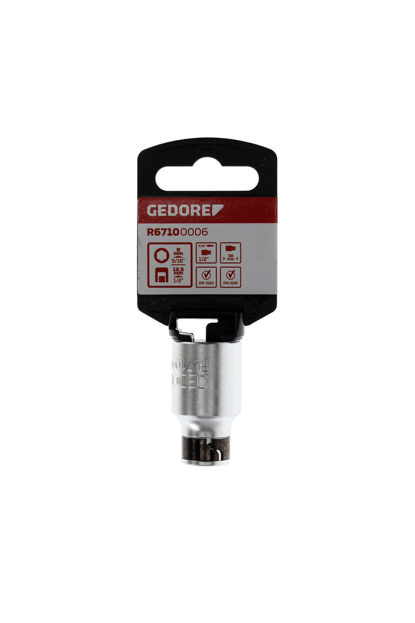 GEDORE red R67100006 - Adapter for 1/2" square x 5/16" hexagonal bits | L=38mm (3300521)