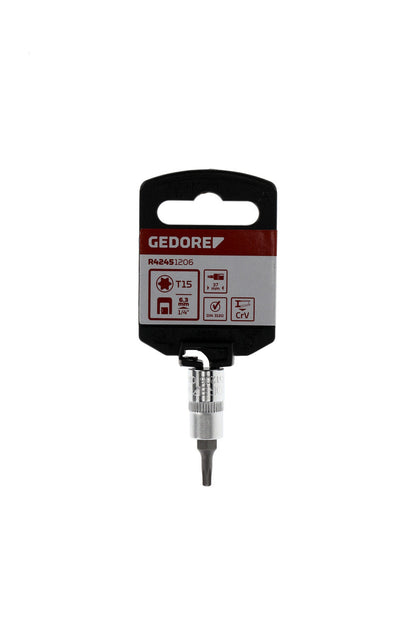 Douille de tournevis GEDORE rouge R42451206 - TORX T15 1/4" L=37 mm