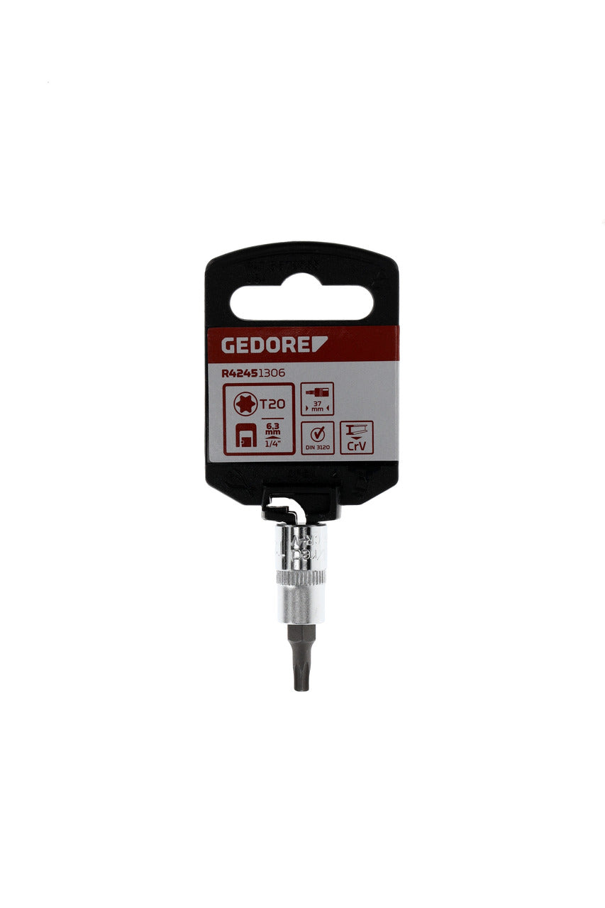 Douille de tournevis GEDORE rouge R42451306 - TORX T20 1/4" L=37 mm