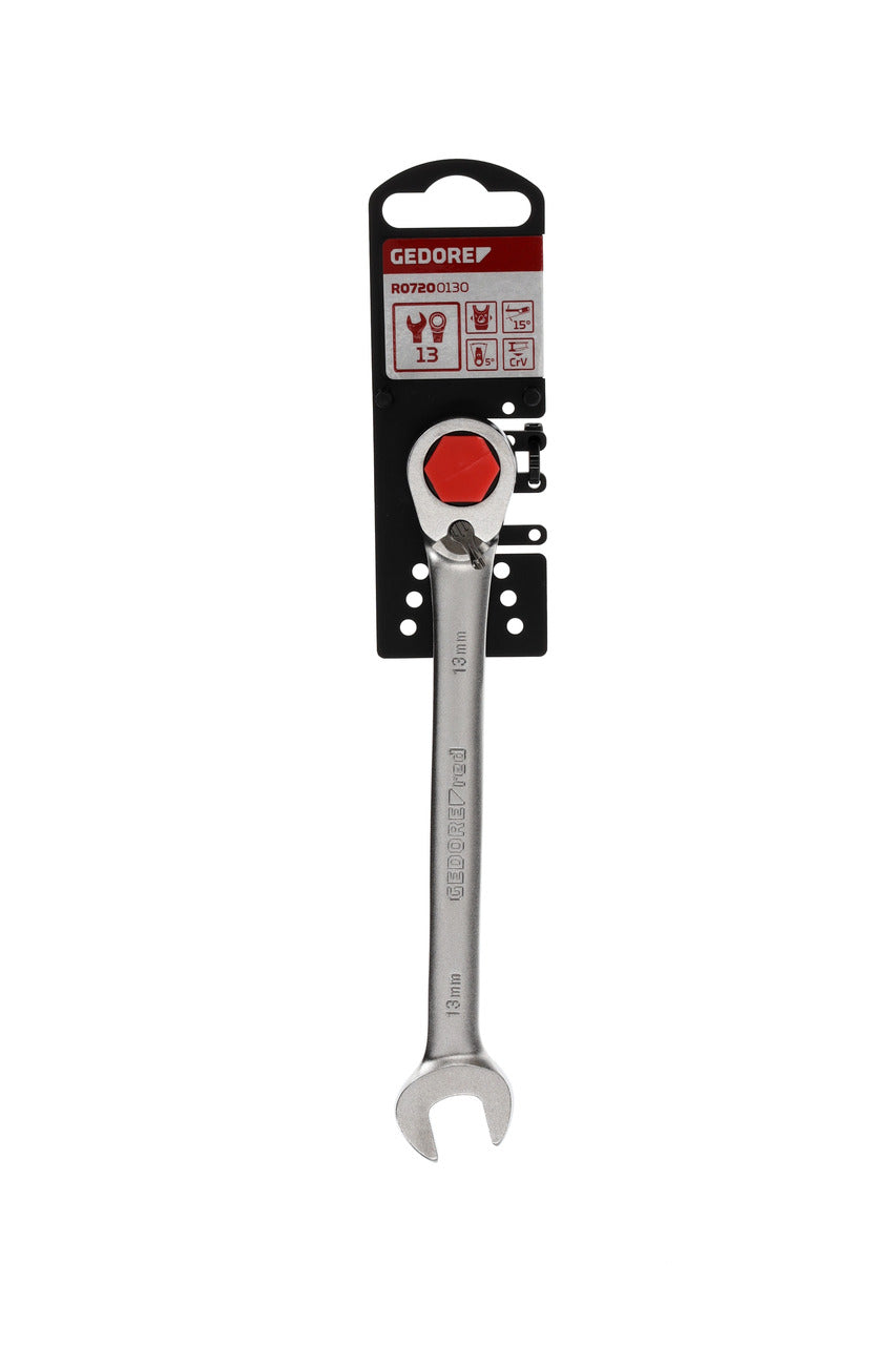 R07200130 - Llave combinada de carraca con palanca de cambio, 13 mm L=177 mm