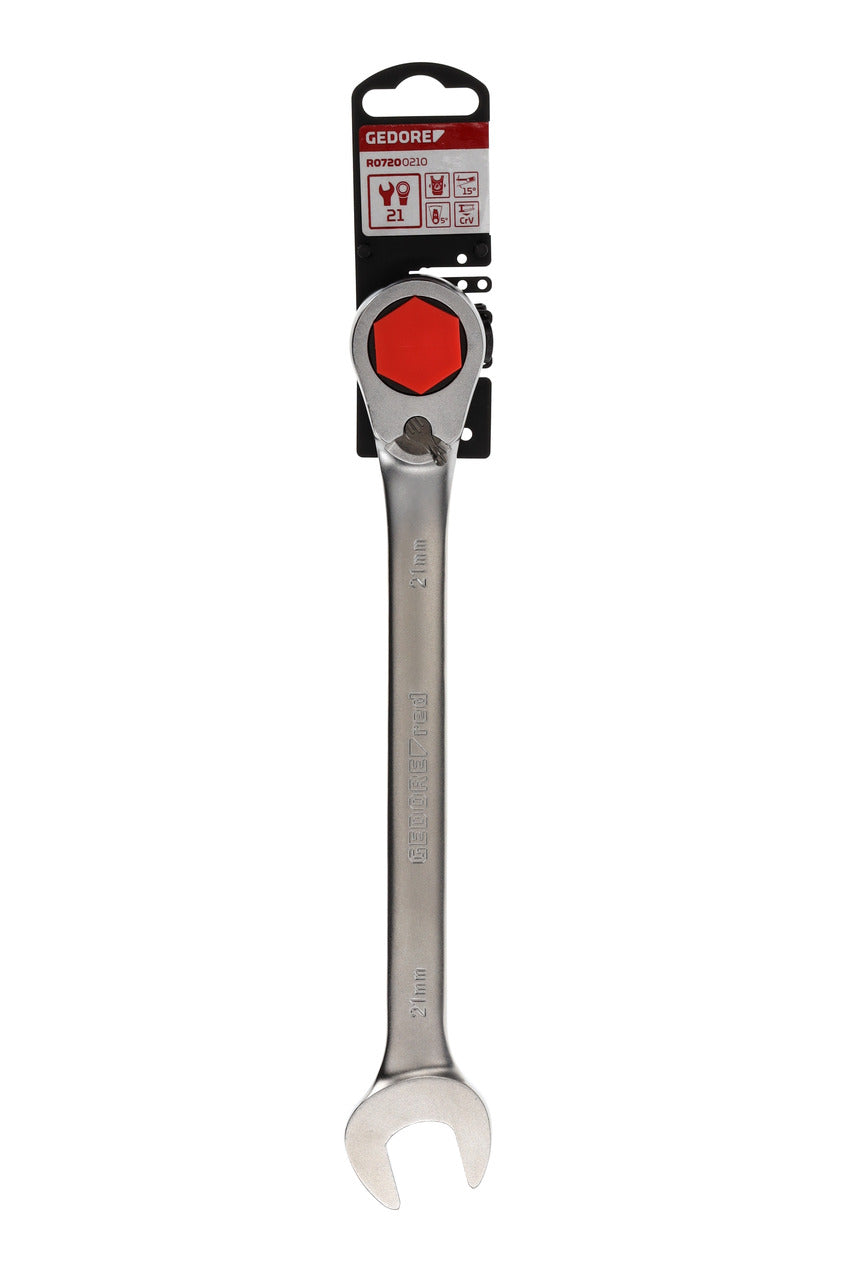 R07200210 - Llave combinada de carraca con palanca de cambio, 21 mm L=280 mm