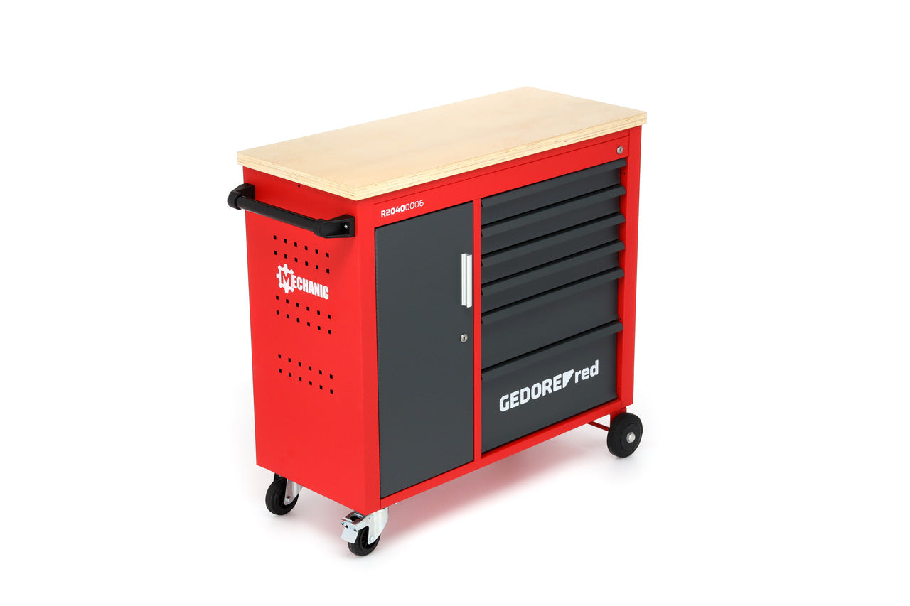 Établi mobile GEDORE rouge R20400006 - MÉCANICIEN, avec 6 tiroirs 988 x 431 x 935 mm