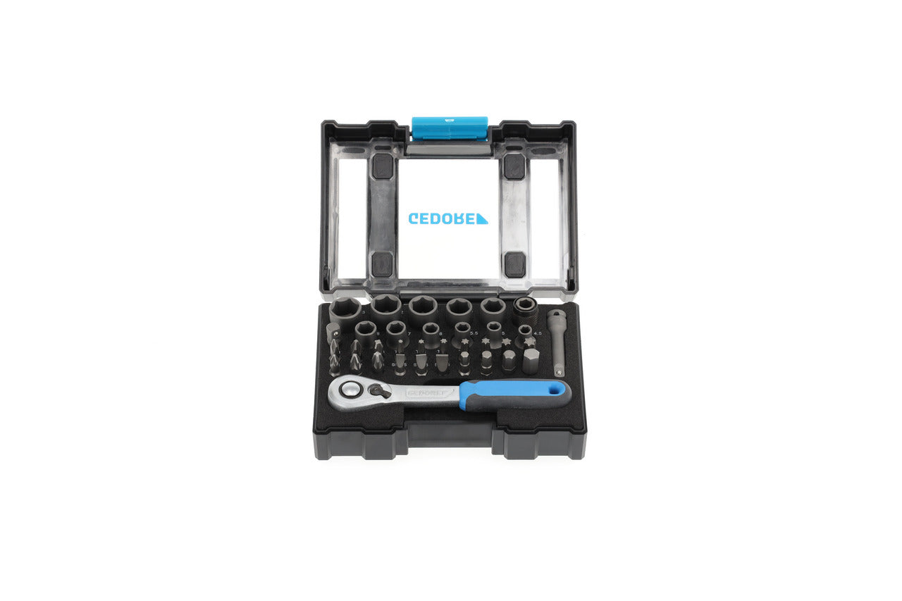GEDORE 666-U-20 - Coffret de 35 douilles, embouts et cliquet 1/4"