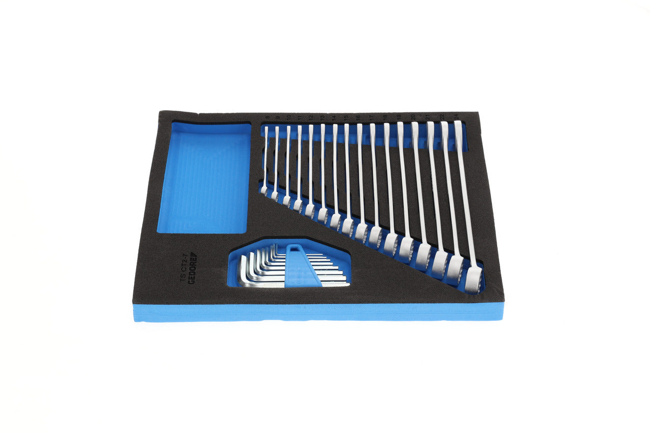 TS CT2-7 - Juego de llaves combinadas y acodadas en módulo de espuma Check-Tool de doble cuerpo, 24 piezas