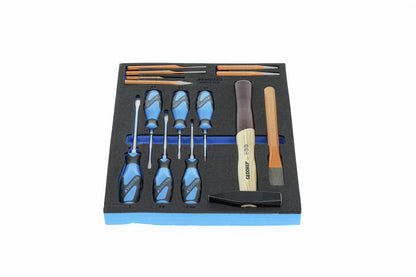 GEDORE TS CT2-2154SK-119 - Assortiment de tournevis et d'outil de frappe dans un module en mousse Check-Tool à double corps, 14 pièces