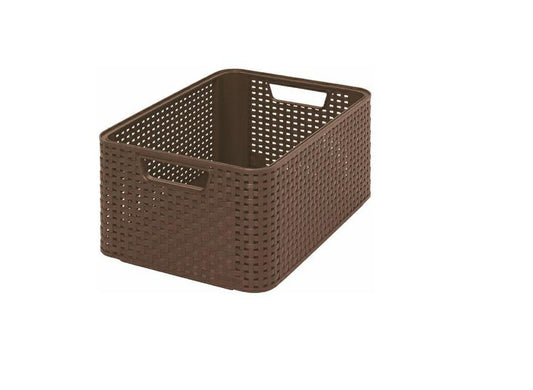 205844 Aspecto Curver Rattan Estilo Caja de Almacenamiento Talla M Polipropileno Chocolate 38,6 x 28,7 x 17 cm