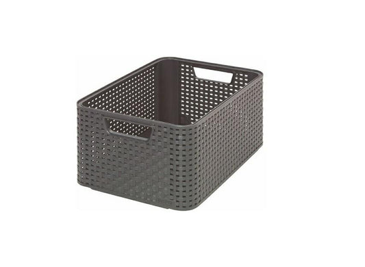 Estilo Rattan Curver Apariencia 205 846 Caja de Almacenamiento Talla M Antracita Polipropileno 38,6 x 28,7 x 17 cm