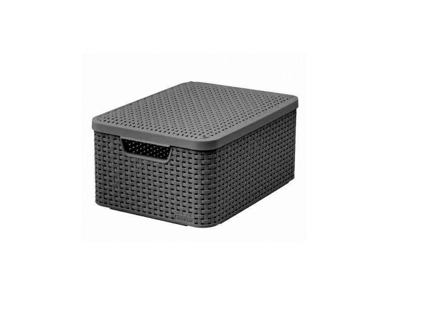 CURVER, CURVER 205 849 Estilo M Almacenamiento Rattan Apariencia Cubierta Segunda Generación Polipropileno Antracita, Negro, 40 x 29 x 18 cm