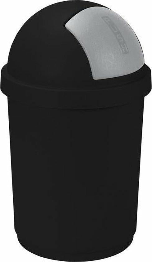 Curver Cubo de Basura con Tapa Enrollable (50 L, plástico, 35 x 25 x 10 cm), Color Negro y Plateado