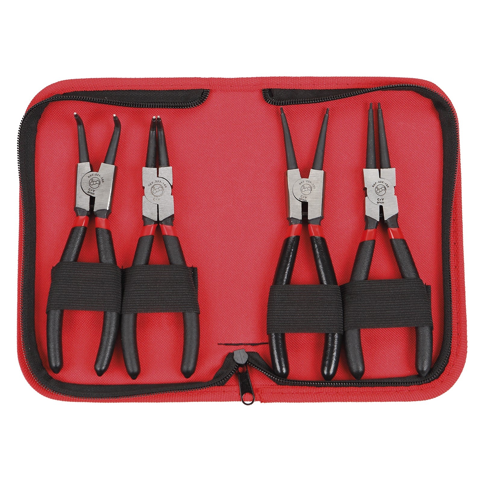 Dogher 220-002 - Juego 4 Alicates Seeger 180mm en Estuche de Cremallera