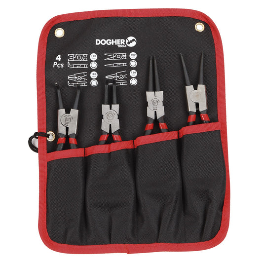 Dogher 220-010 - Juego 4 Alicates Seeger 180mm en Estuche de Nylon