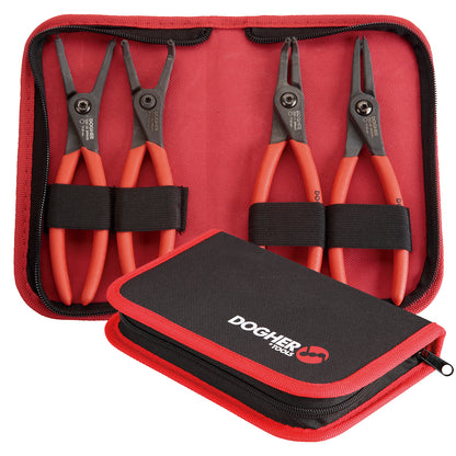 Dogher 220X-002 - Juego 4 Alicates Seeger Pro 180mm en Estuche de Cremallera