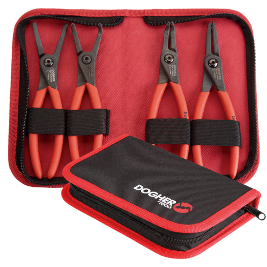 Dogher 220X-004 - Juego 4 Alicates Seeger Pro 155mm en Estuche de Cremallera