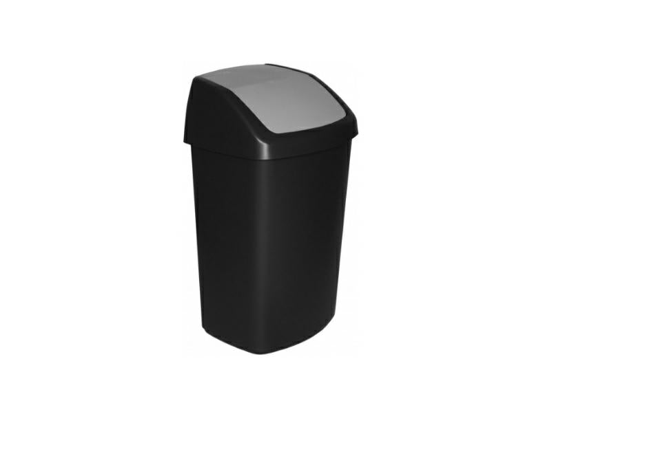 Curver 229390 Cubo de Basura con Tapa basculante de plástico, 40,6 x 66,8 x 34 cm, 50 l, Negro y Gris