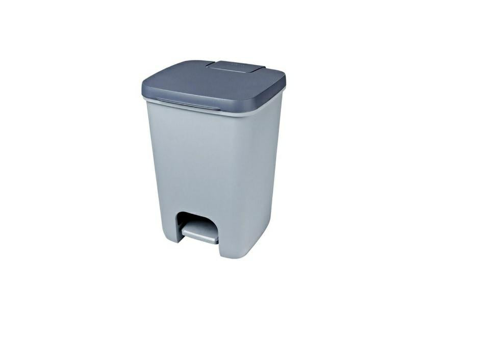 Curver - Cubo de Basura Essentials 20L. Cuadrado - Color Gris y Antracita - con Pedal