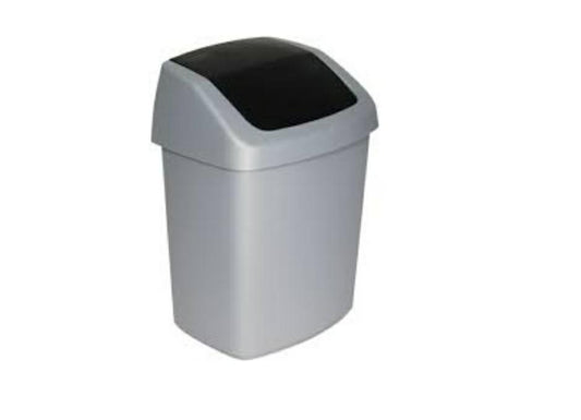 CURVER 167910 - Cubo de basura (polipropileno, 25 x 20 x 38 cm), color plateado y gris
