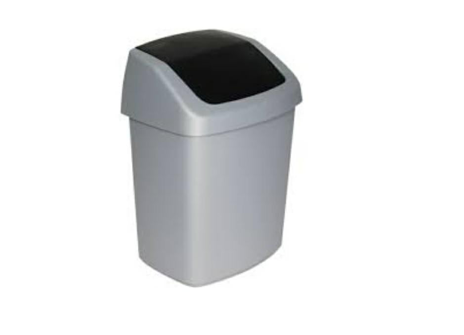 Curver 167908 - Papelera, 30,6 x 24,8 x 41,8 cm, polipropileno, color plateado y negro