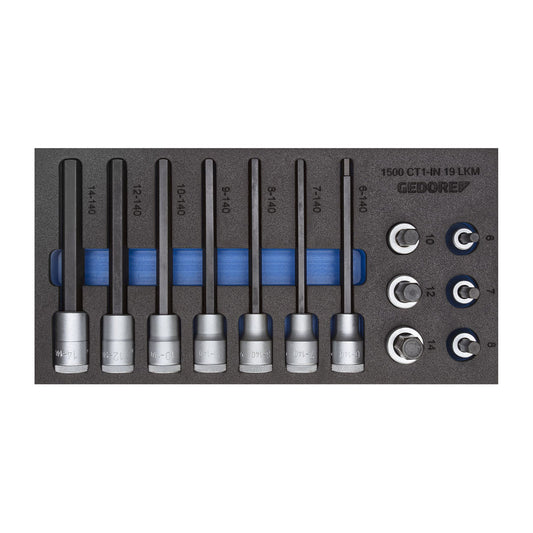 GEDORE 1500 CT1-IN 19 L - 1/2" Socket Set in CT Module