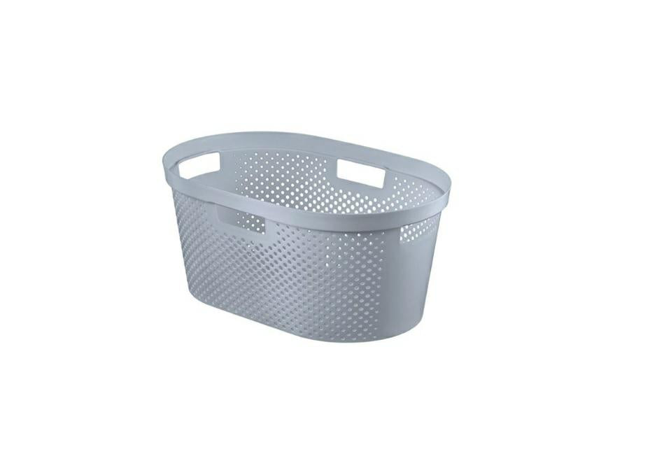Curver - Cesta de Ropa Infinity 39L. Cesta Dots con Asas - Color Gris, 56.5x36x24.5 cm