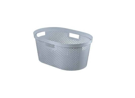 Curver - Cesta de Ropa Infinity 39L. Cesta Dots con Asas - Color Gris, 56.5x36x24.5 cm