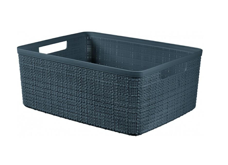 Curver Juliet- Cesta Rectangular Mediana 12L, Almacenaje, Ordenación; 100% plástico Reciclado, Acabado Yute, 28,2x36,2x14,5, Gris Oscuro