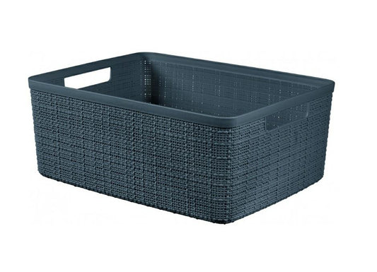 Curver Juliet- Cesta Rectangular Mediana 12L, Almacenaje, Ordenación; 100% plástico Reciclado, Acabado Yute, 28,2x36,2x14,5, Gris Oscuro