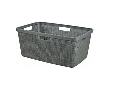 Curver- Cesta para la colada 46L, 59x39xH26 cm, Acabado Yute, Gris Oscuro