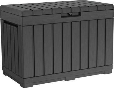 Keter Kentwood Storage Box 190L - Caja de almacenaje para jardín (resistente a los rayos UV, 82,3 x 45,7 x 57,7 cm), color grafito