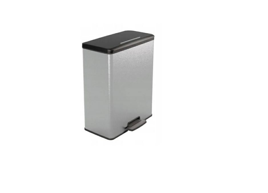 Curver Papelera Deco Rectangle 65L, gris metalizado, para cocina, lavadero, garaje, 486 x 284 x 615 mm, PP 100% reciclado(version antigua)