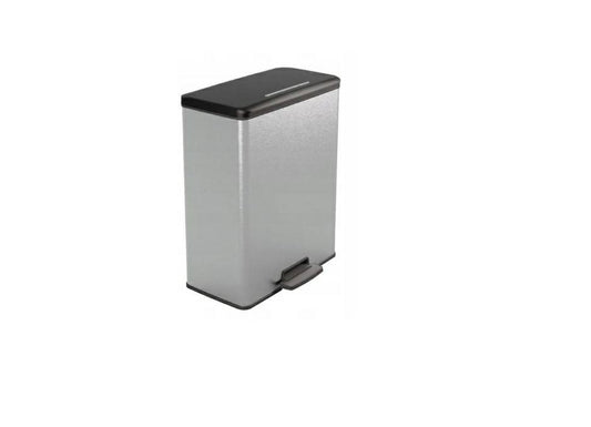 Curver Papelera Deco Rectangle 65L, gris metalizado, para cocina, lavadero, garaje, 486 x 284 x 615 mm, PP 100% reciclado(version antigua)