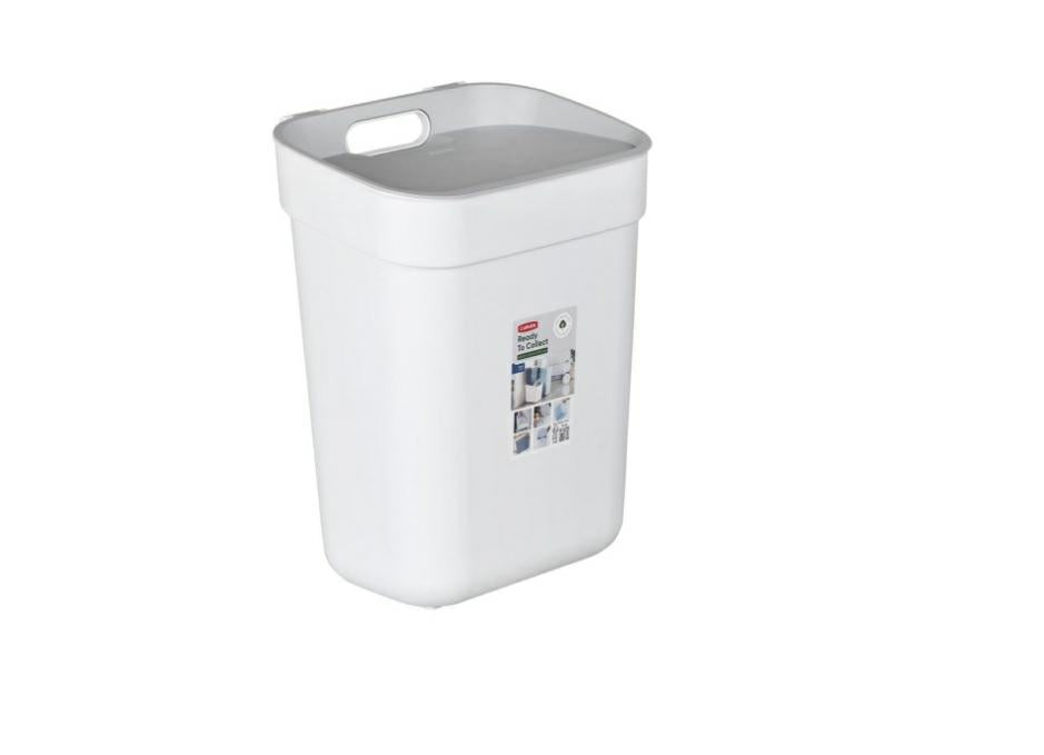 Curver - Cubo de reciclaje 10 L, blanco/gris claro