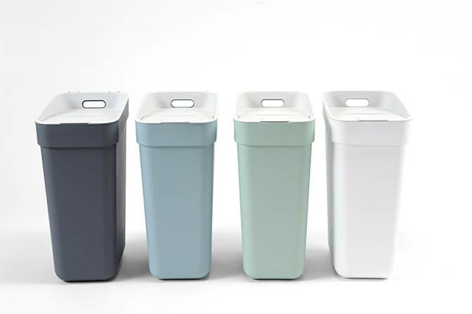 Curver Papelera para Reciclar, Cubo de Basura de 30 litros, Color Gris-Azul
