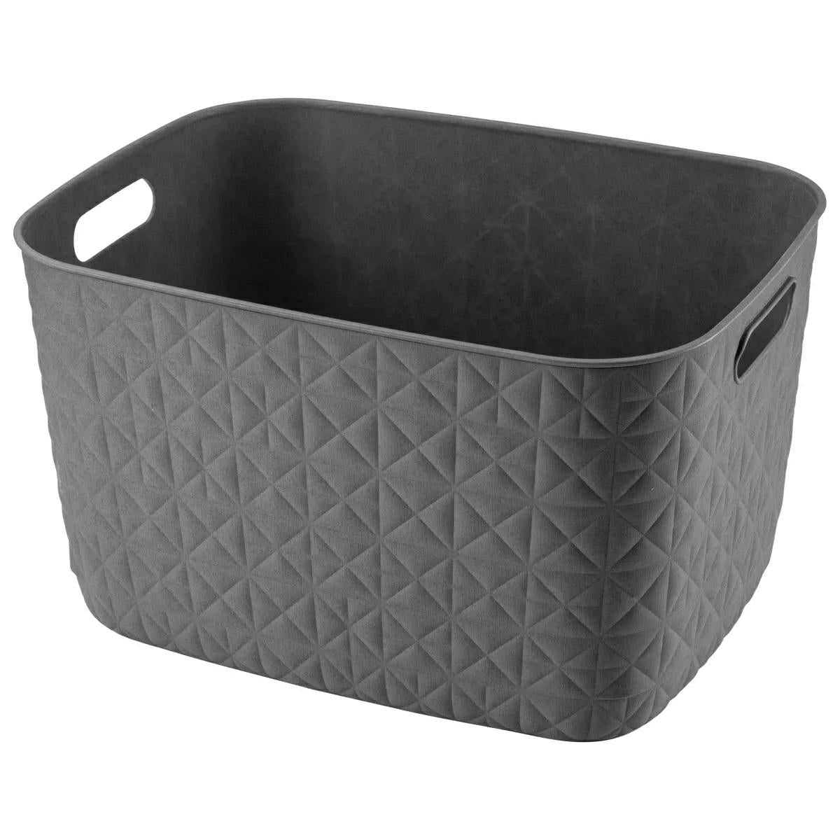 Curver - Cesta de almacenamiento Softex 3L, diseño elegante, ligero, apilable y práctico, 100% reciclado, 19 x 19 x 11 cm, color gris