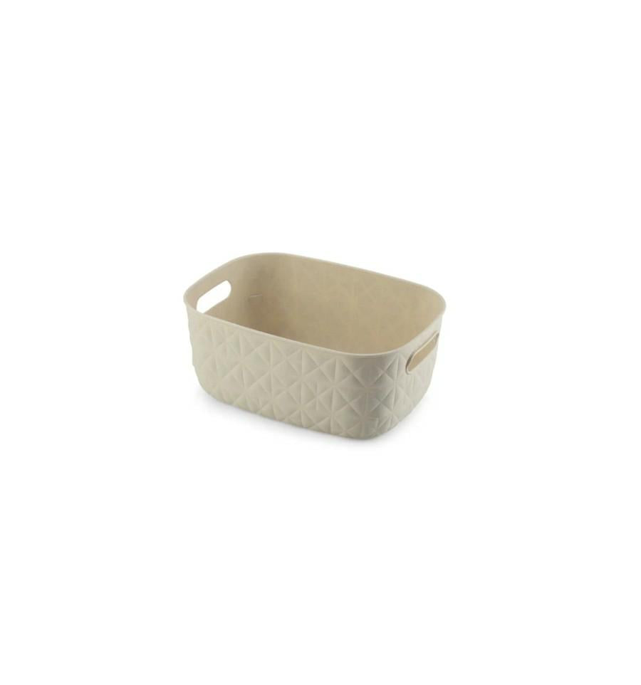 CURVER - Cesta de almacenamiento Softex 4L - Diseño elegante, ligero, apilable y práctico, 100% reciclado, 26 x 19 x 11 cm, color blanco roto