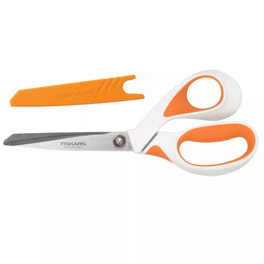Fiskars Tijeras de sastre, Longitud: 23 cm, Hoja de acero inoxidable/Mangos de plástico, Naranja, Razor Edge, 1070079