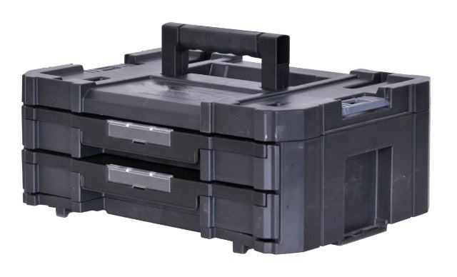 STANLEY FATMAX Cajonera Doble PRO-STAK IV, , Cuerpo de Polipropileno, 2 Cajones Modulares, Apilable, Divisores Extraíbles, Asa Bimaterial, Volumen 8L, FMST1-71969