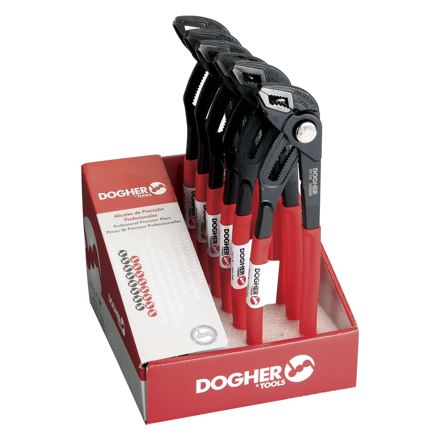 Dogher 269-240J - Expositor Mostrador de 6 Tenacillas Ajustables de Botón 250mm