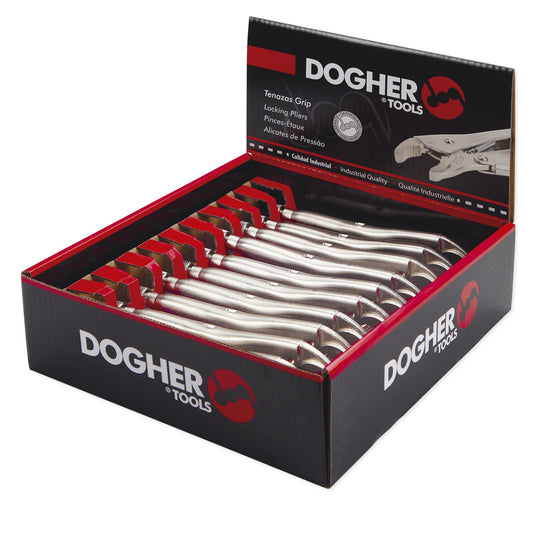 Dogher 275-250J - Expositor Mostrador de 10 Tenazas Grip XTREME Boca Curva sin Corte 250mm