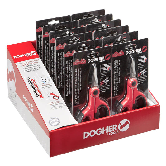 Dogher 296-004J - Expositor Mostrador de 12 Tijeras para Electricista Empuñadura XXL 150mm